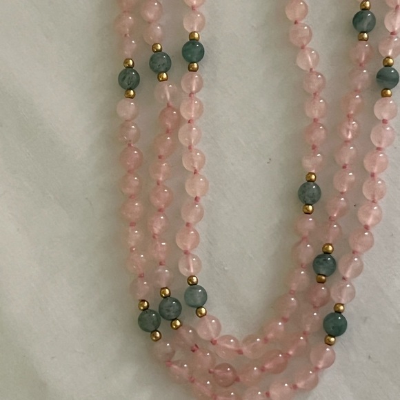 Pink and green jade necklace - Picture 7 of 9